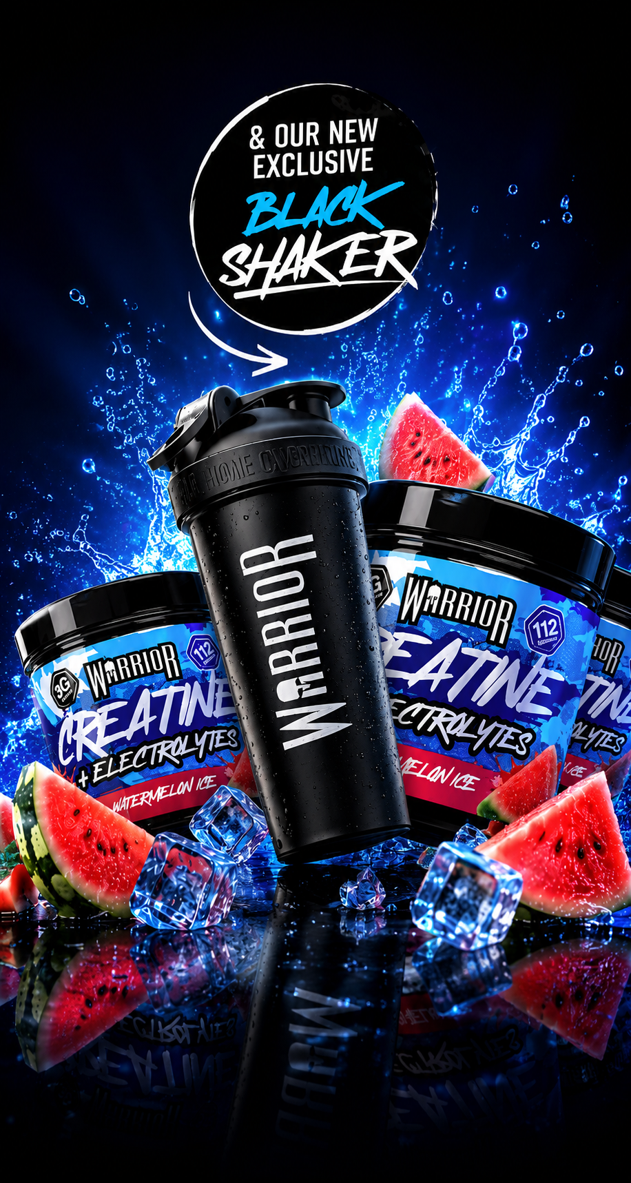 Warrior Black Shaker με κρεατίνη και ηλεκτρολύτες